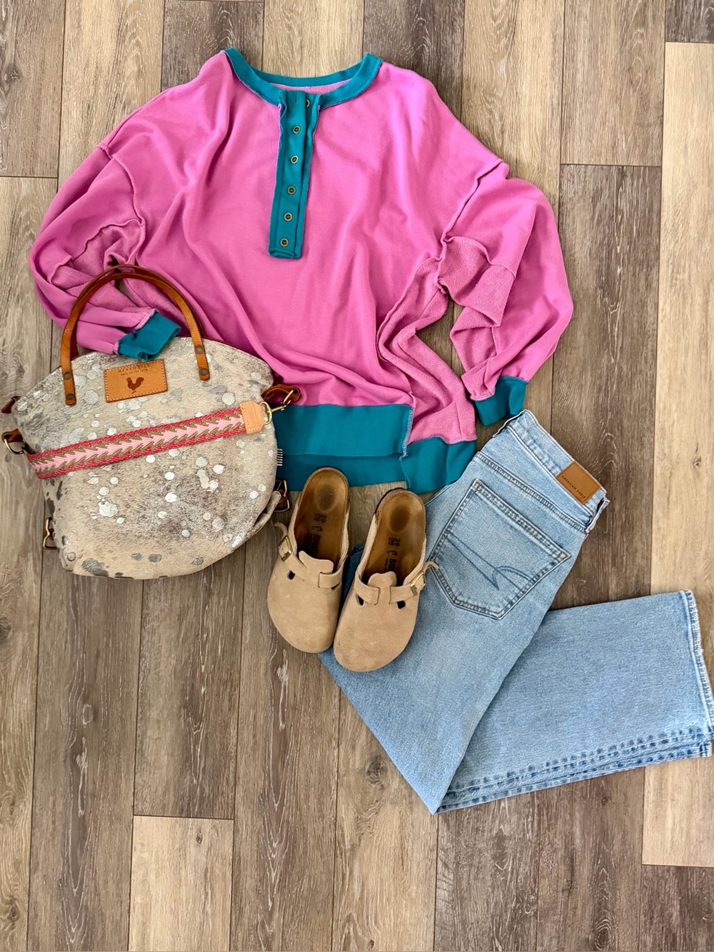 Oversized Color Block Shirt — SIZE MED